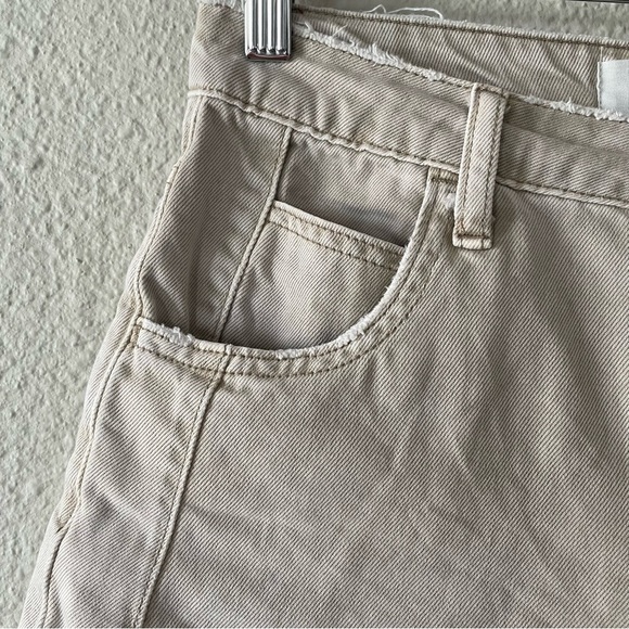 Bridge by GLY Mom Cuffed Shorts Womens 24 Tan High Rise Distressed Seamed Fringe - Picture 6 of 15